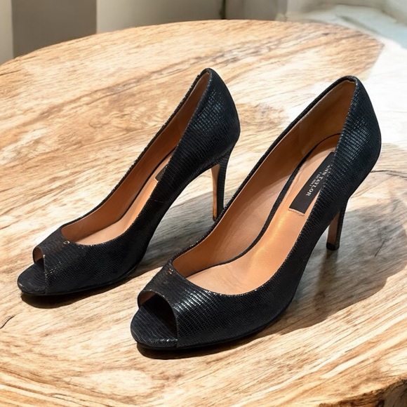 Ann Taylor Shoes - Ann Taylor Black Textured Peep-Toe Heels